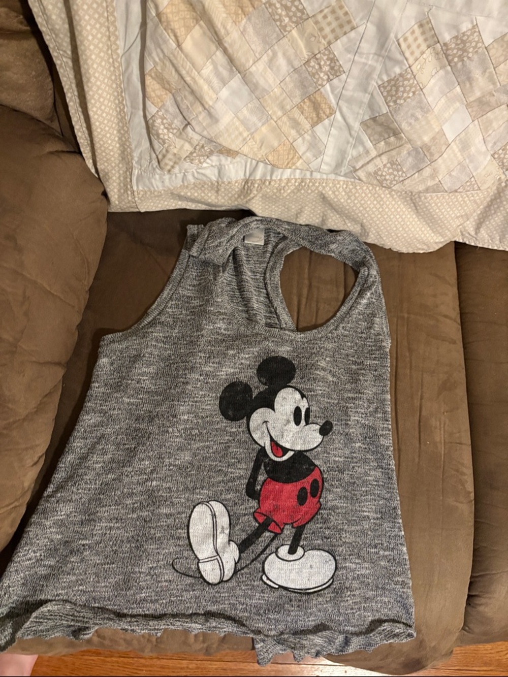 Disney Gray Tank Top with Mickey Mouse and Red Shorts